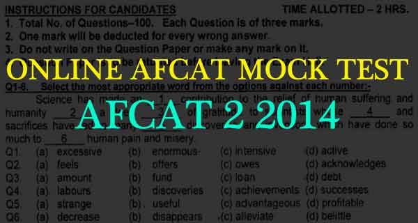 AFCAT mock test - 2 2014 question paper