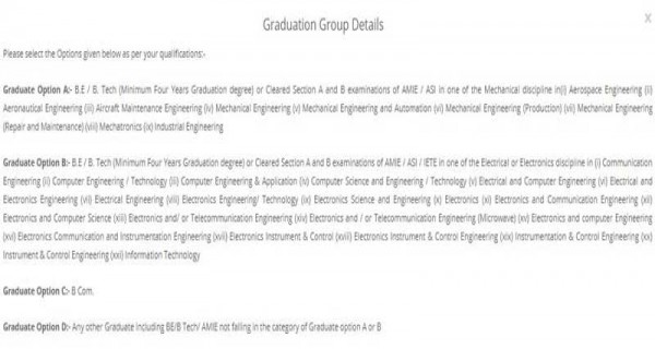 Graduation group options in AFCAT form