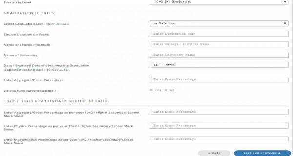 Graduation and 10+2 details in AFCAT form