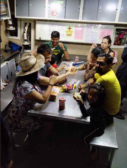 Rescued Passengers Having Refreshments in Indian Navy Ships