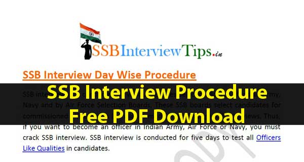 SSB Interview Procedure Download Free PDF