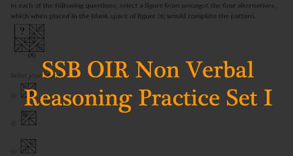 SSB intelligence Test Non Verbal Reasoning Practice Set