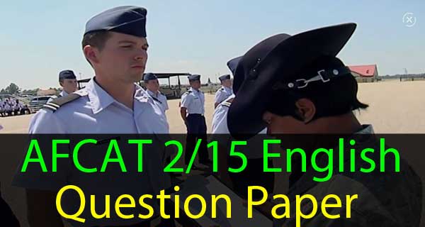 English Questions of AFCAT 2 2015 Exam